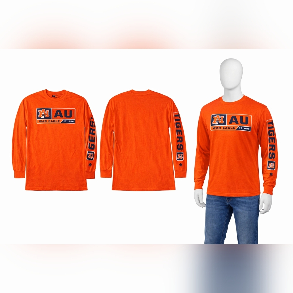 Auburn Tigers War Eagle AU Long Sleeve Orange Shirt – NCAA Fan Tee XXL